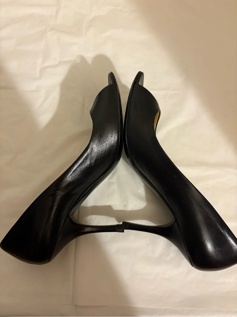 PRADA black leather peep toe heels